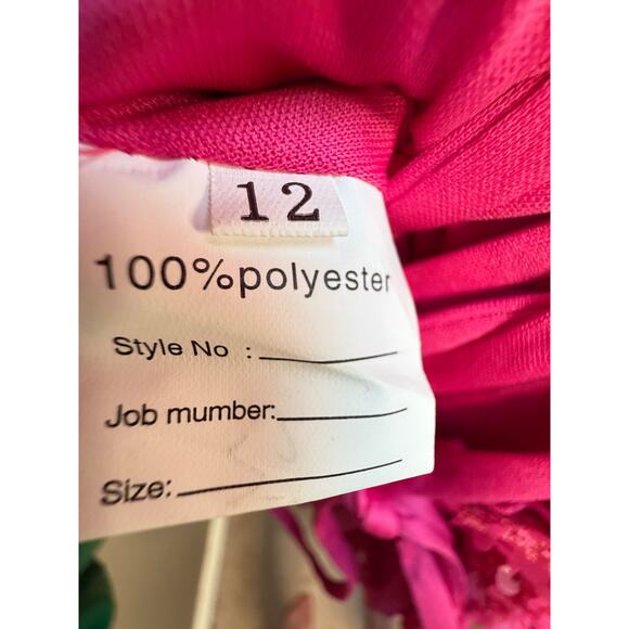 Hot Pink Sequin Formal Gown Size 12 Lace Up Back Maxi Dress Prom Evening Wedding - Picture 16 of 16